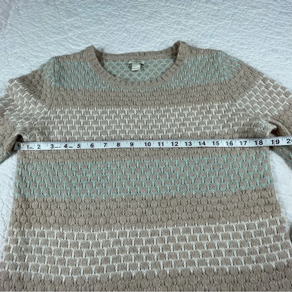 💖5/$25 J.Crew Lambswool Blend Striped Honeycomb Stitch Sweater Women Size S - Picture 11 of 13